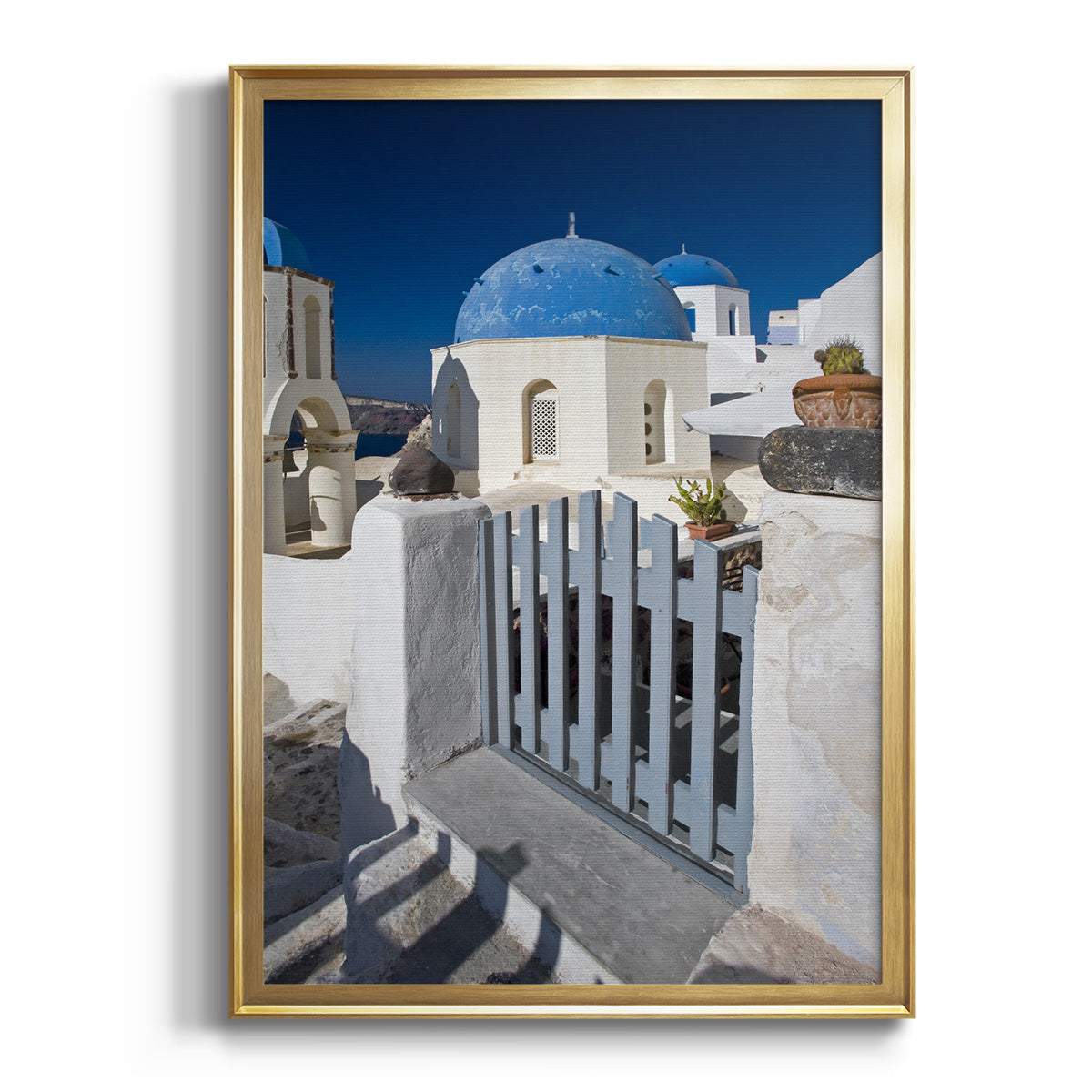 Santorini Sidewalk - Modern Framed Canvas Print