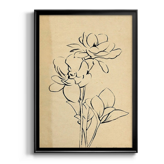 Magnolia Sketch II - Modern Framed Canvas Print
