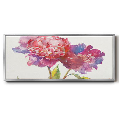 Prize Peonies I - Floater Framed Canvas Print