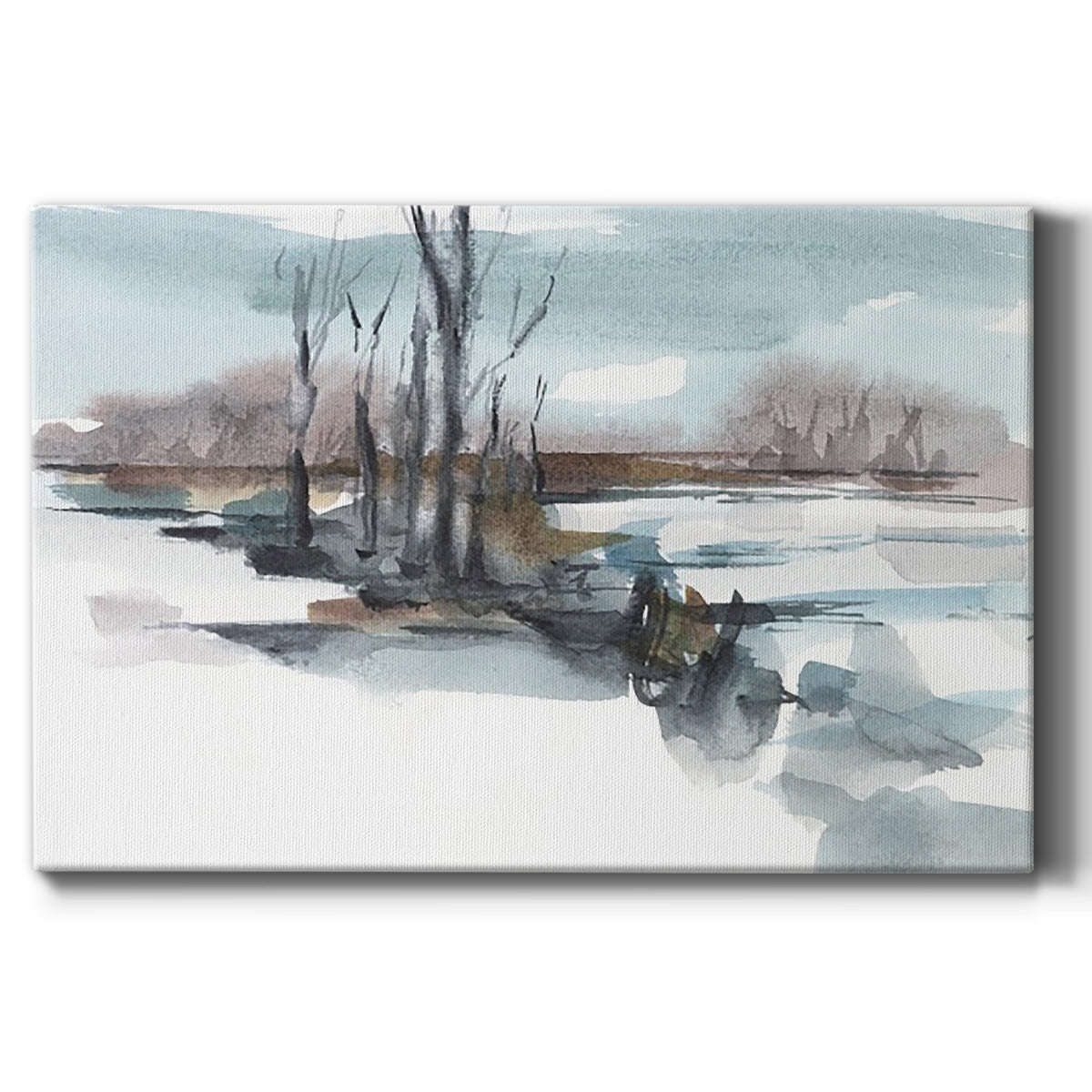 Winter Stream Watercolor II - Canvas Art Print