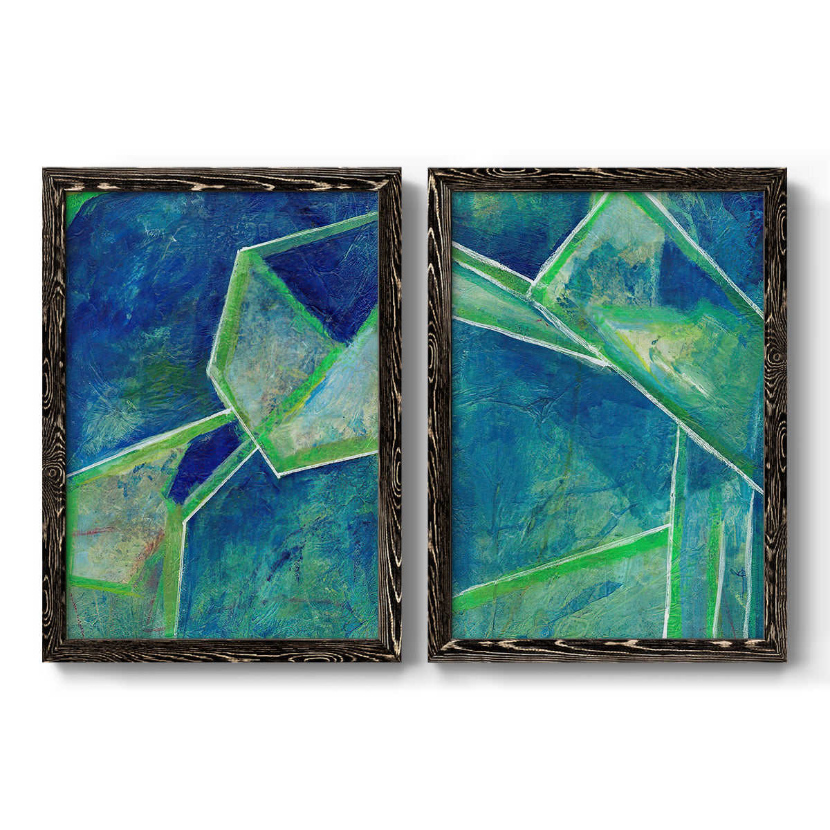 Geometric in Cool III - Premium Framed Canvas 2 Piece Set - Ready to Hang