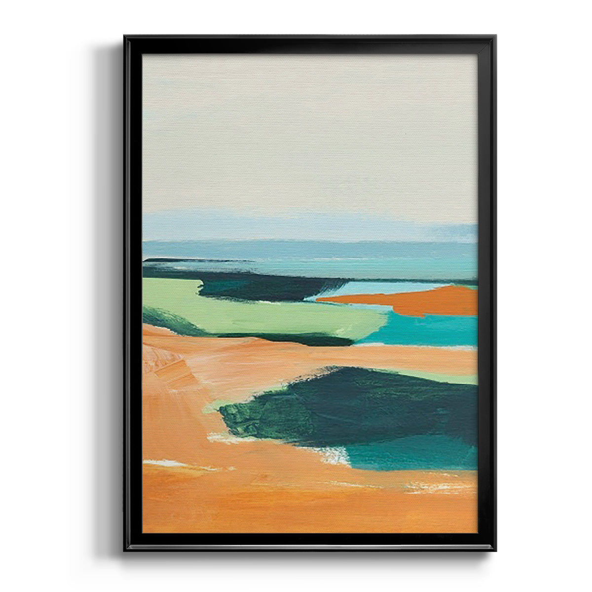 Aqua and Orange II - Modern Framed Canvas Print