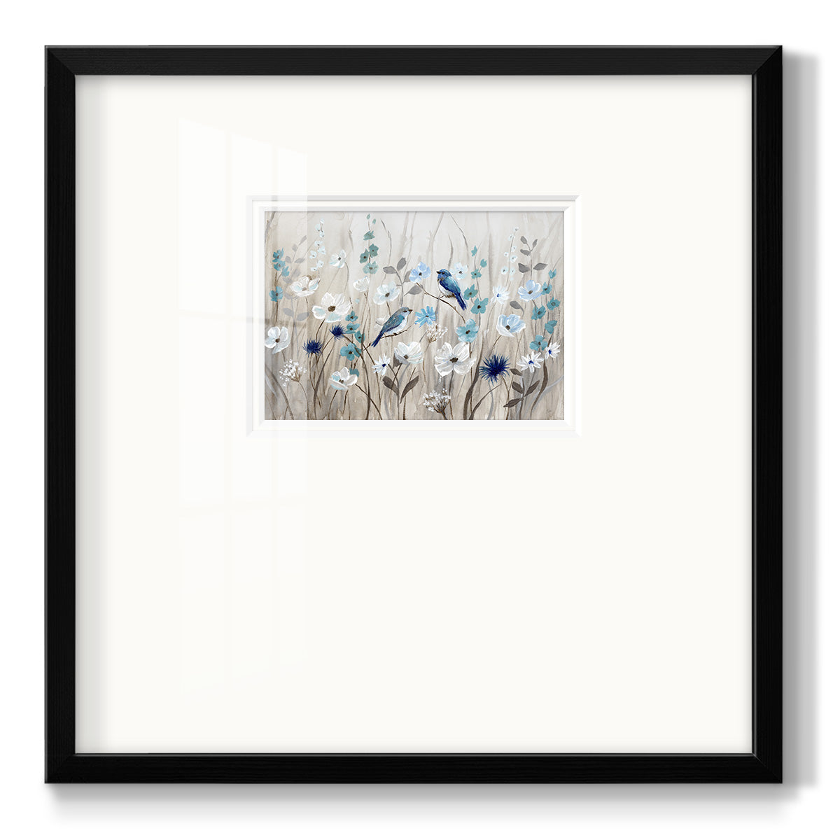 Bluebirds in Spring Premium Framed Print Double Matboard