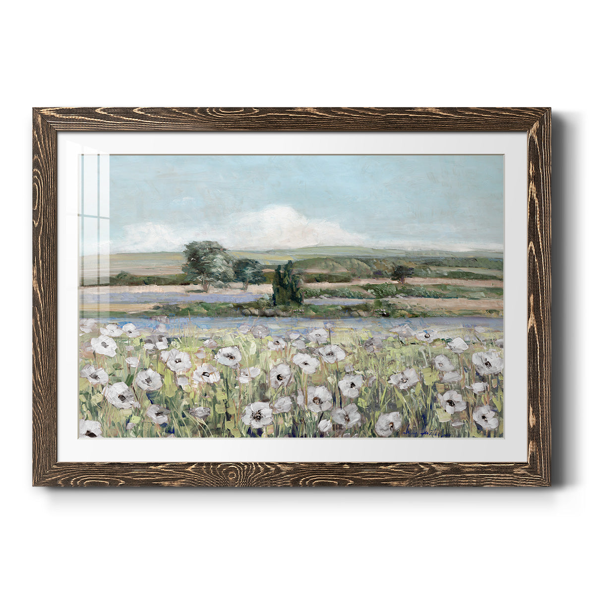 Vintage Poppy Valley - Barnwood Framed Art Print