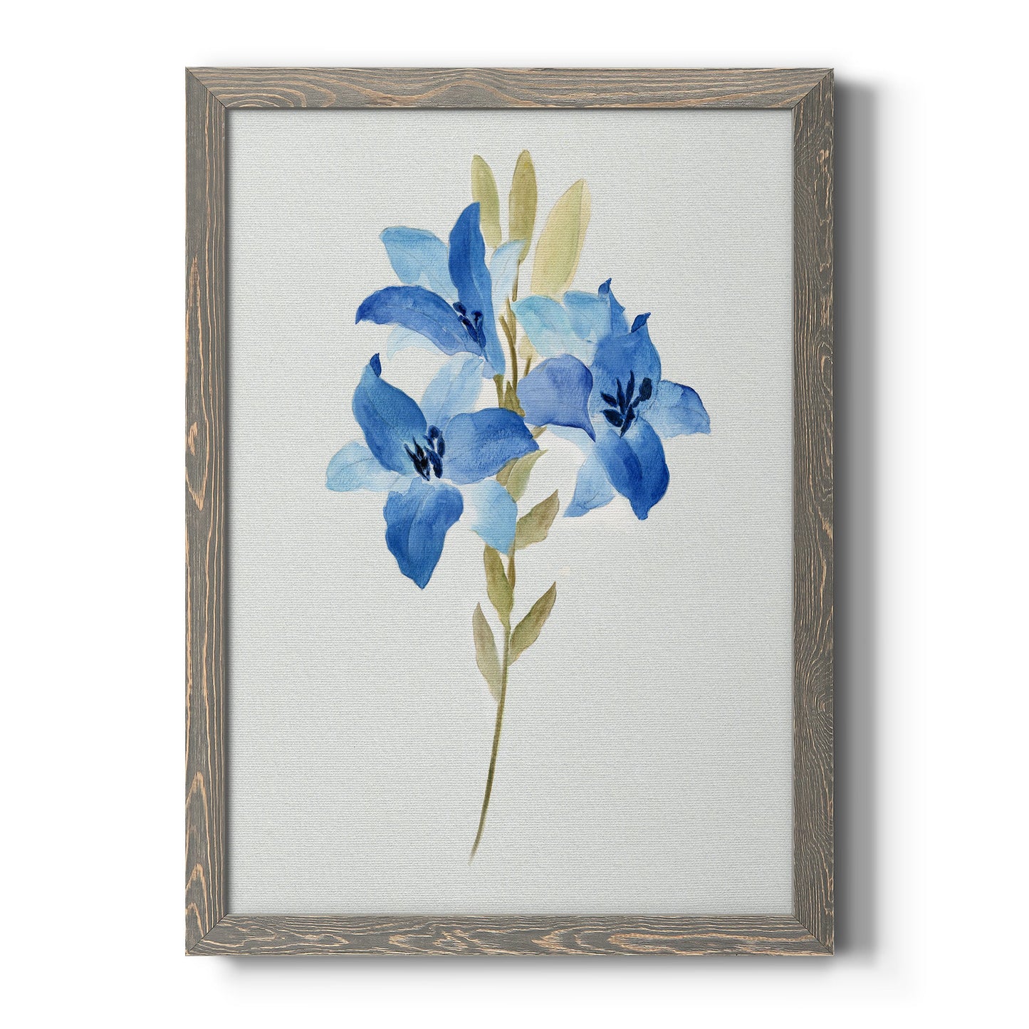 Blue Blossom Botanical III - Premium Canvas Framed in Barnwood - Ready to Hang