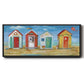 Bright Beach Huts - Floater Framed Canvas Print