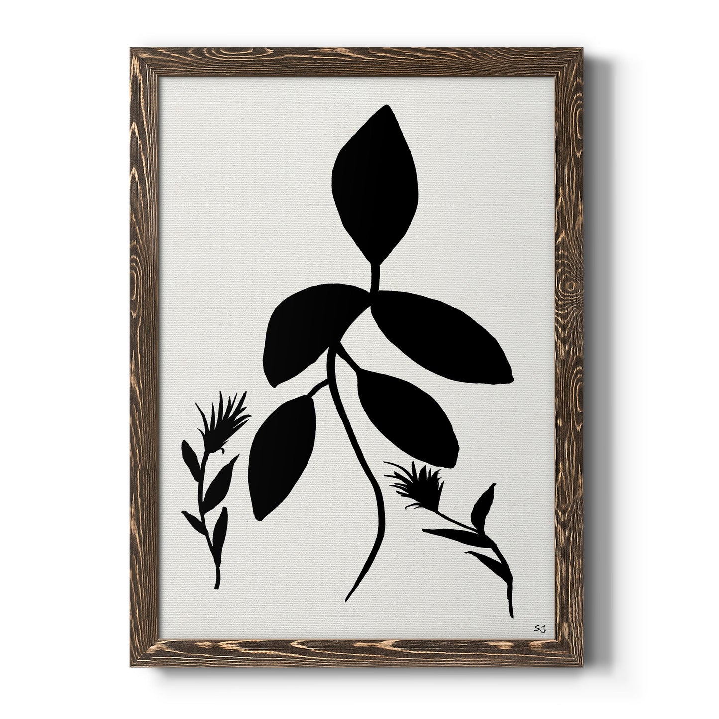 Silhouette Garden I - Barnwood Framed Canvas Print