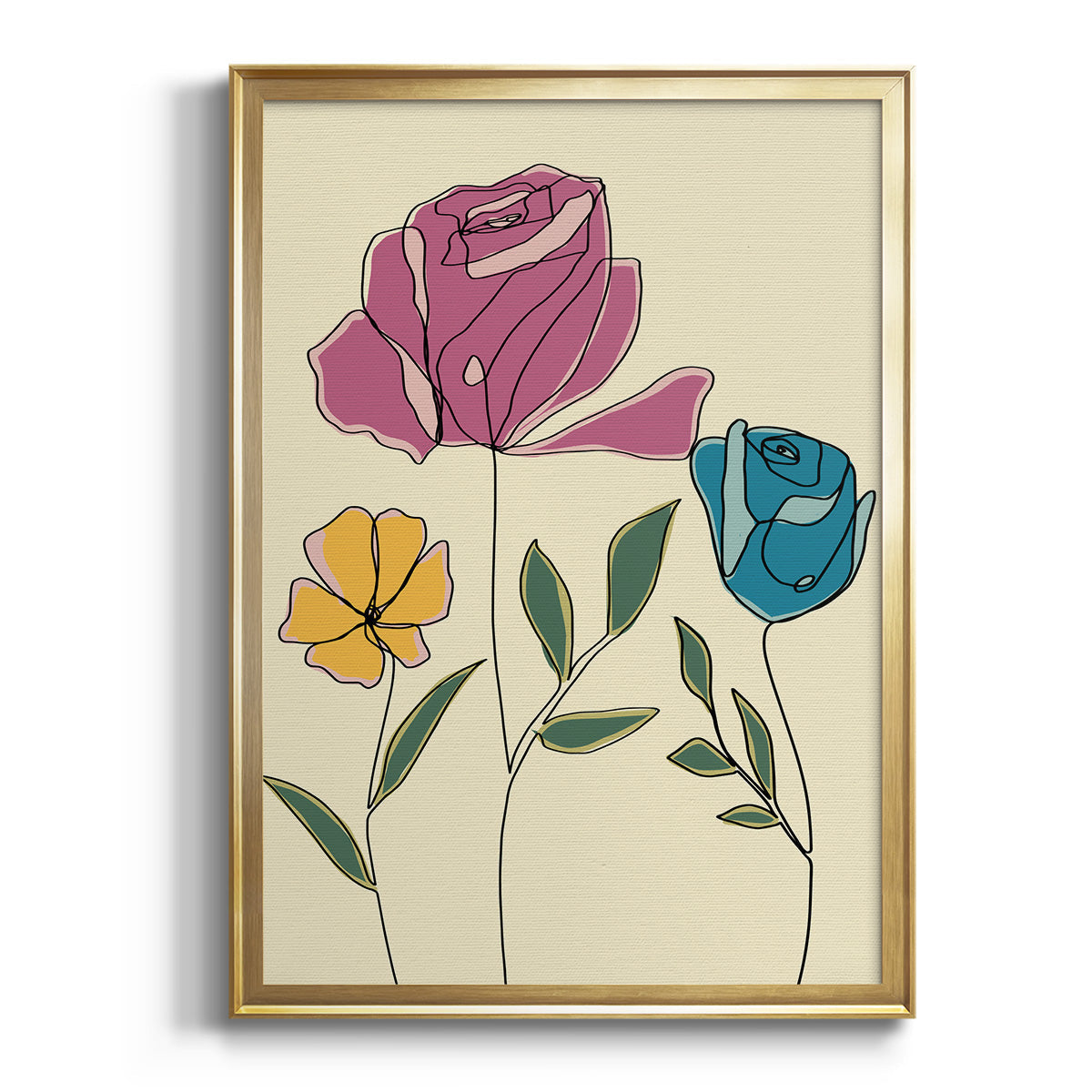 Colored Floral II - Modern Framed Canvas Print