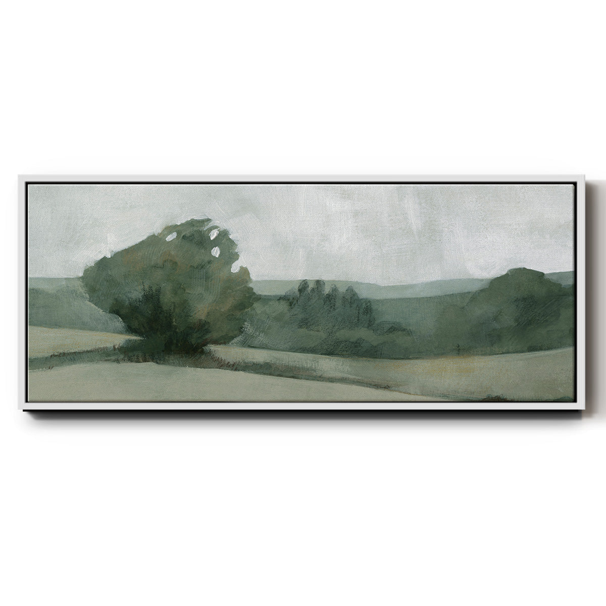 Soft Green Landscape I - Floater Framed Canvas Print