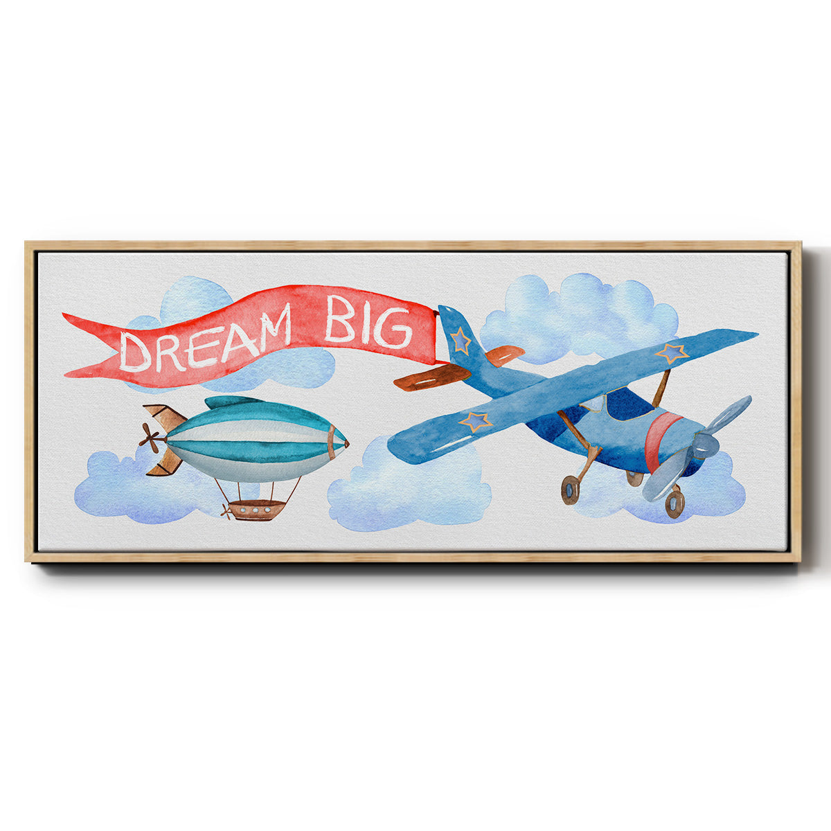 Dream Big Airplane - Floater Framed Canvas Print