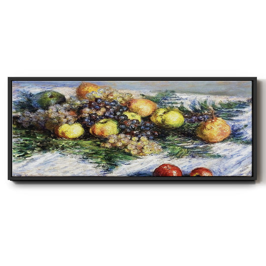 Still Life with Pears and Grapes, 1880 - Floater Framed Canvas Print