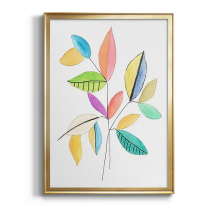 Color Pop Leaves I - Modern Framed Canvas Print