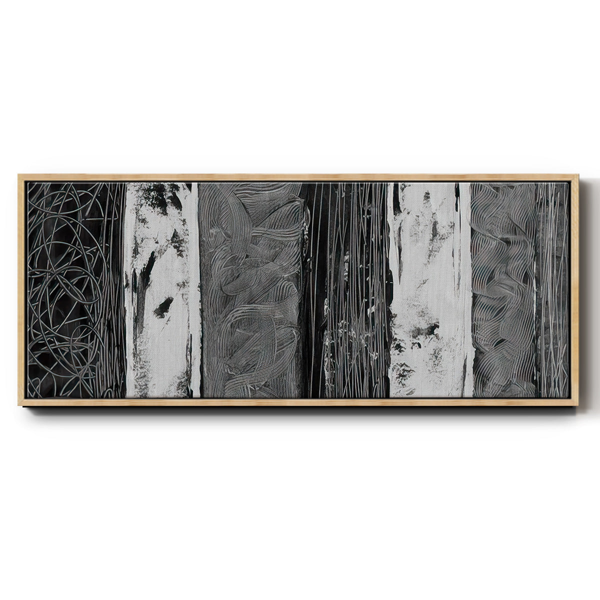 Printed Brushed Nickel Abstract I - Floater Framed Canvas Print