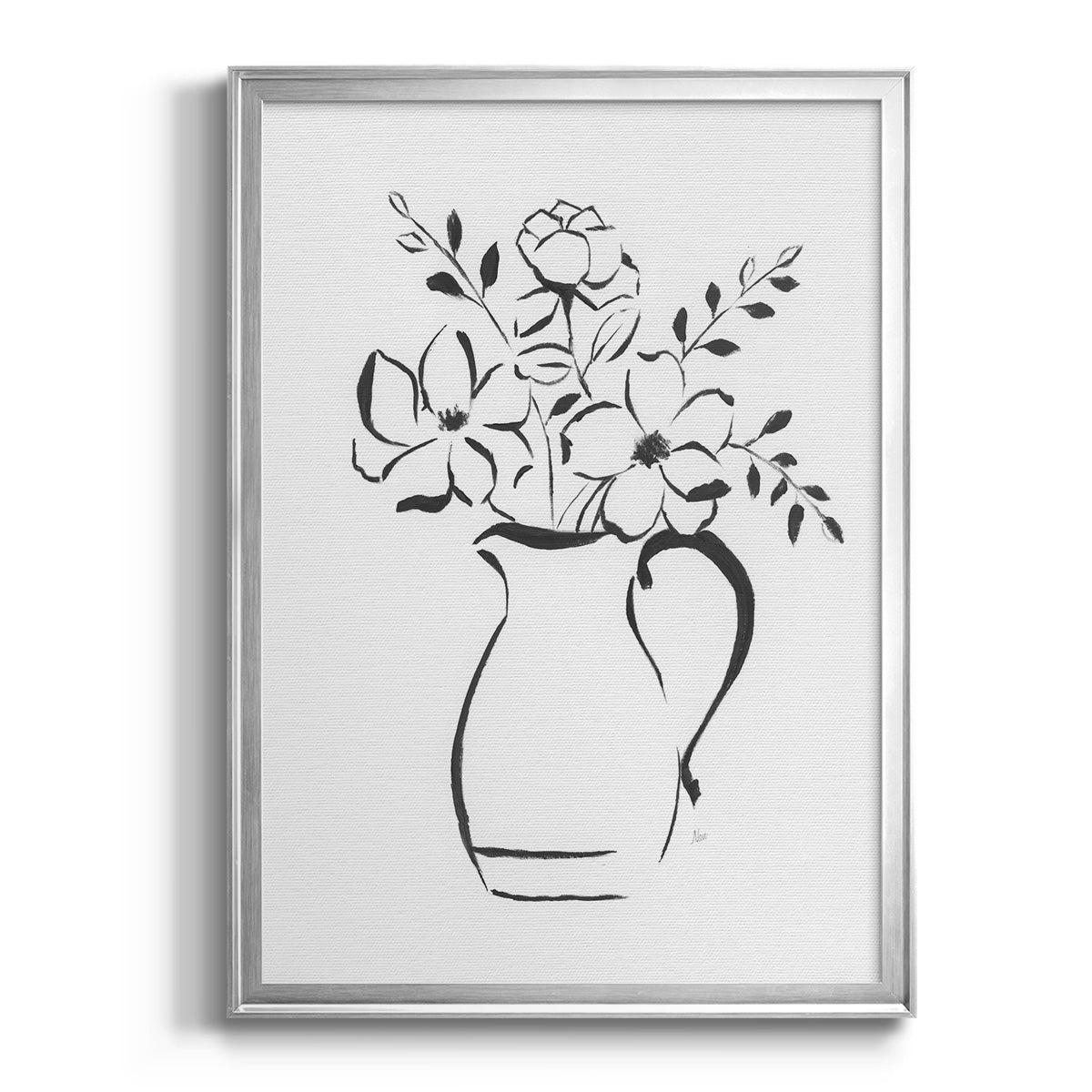 Sketchy Bouquet II - Modern Framed Canvas Print