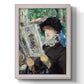 Impressionist portrait of a woman reading by Édouard Manet printed on canvas in an ornate champagne frame with a vertical orientation.