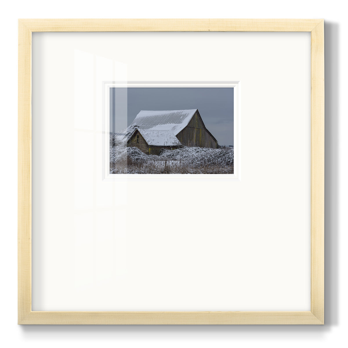 Winter Barn - Double Matboard Framed Print