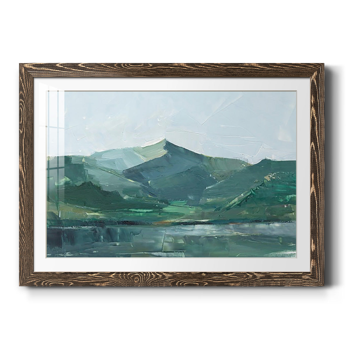 Green Grey Mountains I - Barnwood Framed Art Print