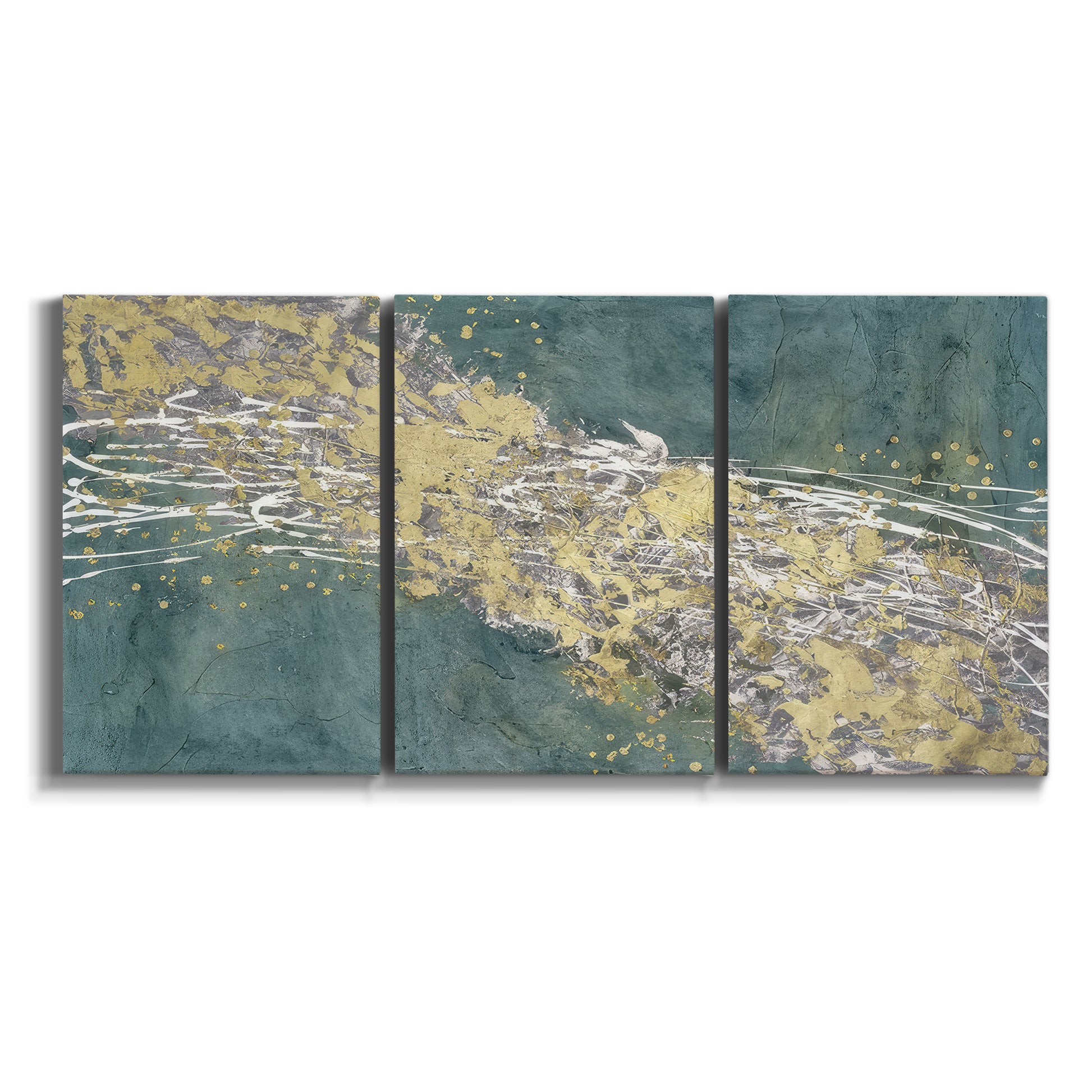 Three-panel canvas wall art featuring soft abstract wind movement on white background.