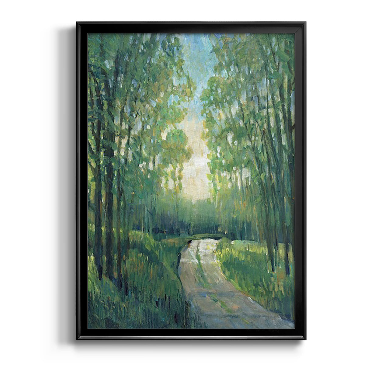 Golden Light Pathways II - Modern Framed Canvas Print