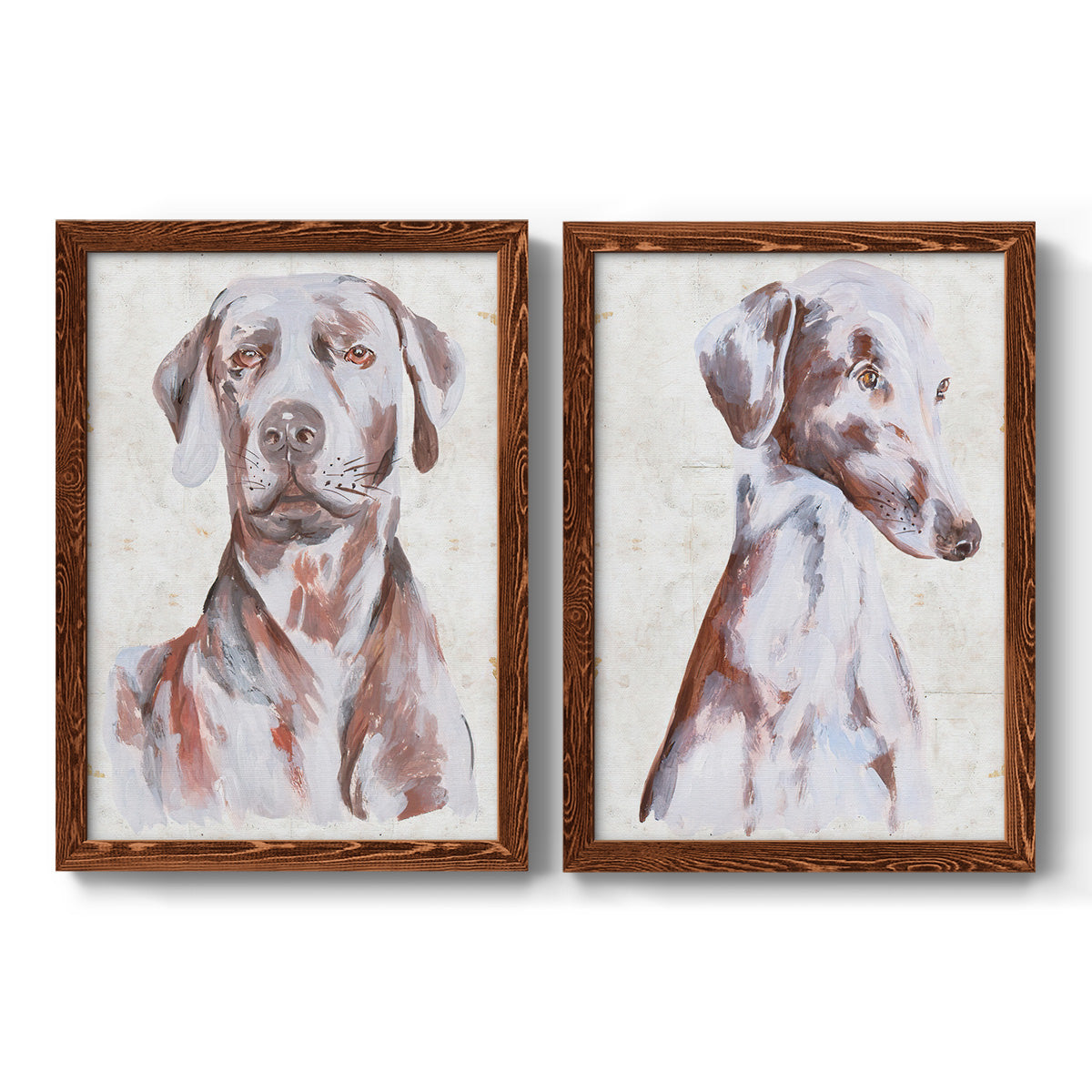 Sitting Dog I - Premium Framed Canvas 2 Piece Set - Ready to Hang