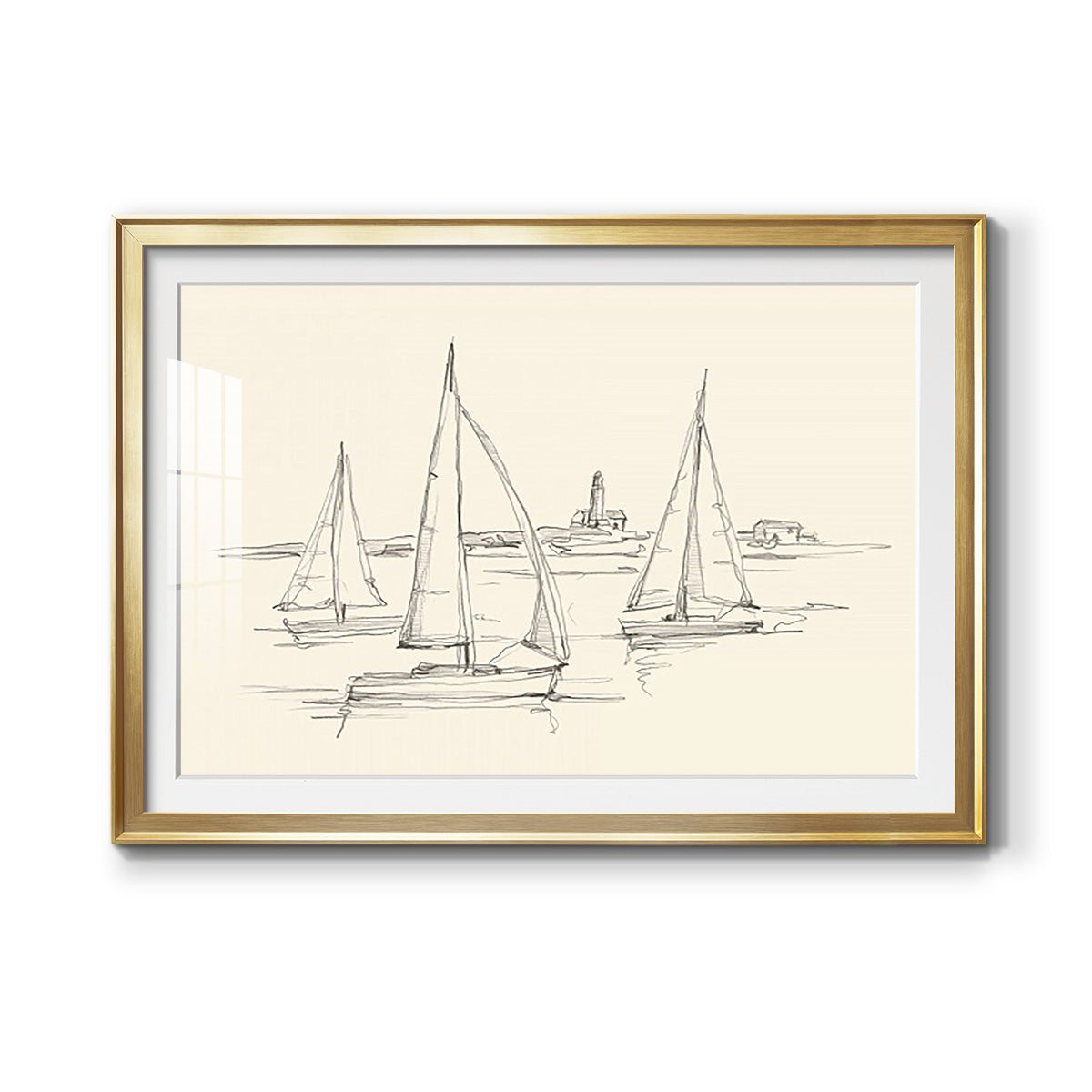 Coastal Contour Sketch II Premium Framed Print - Ready to Hang