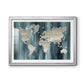 Navy World Map - Modern Framed Art Print