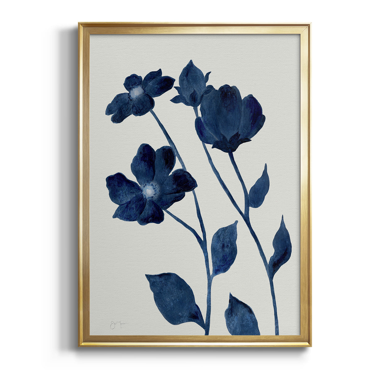 Indigo Bloom I - Modern Framed Canvas Print