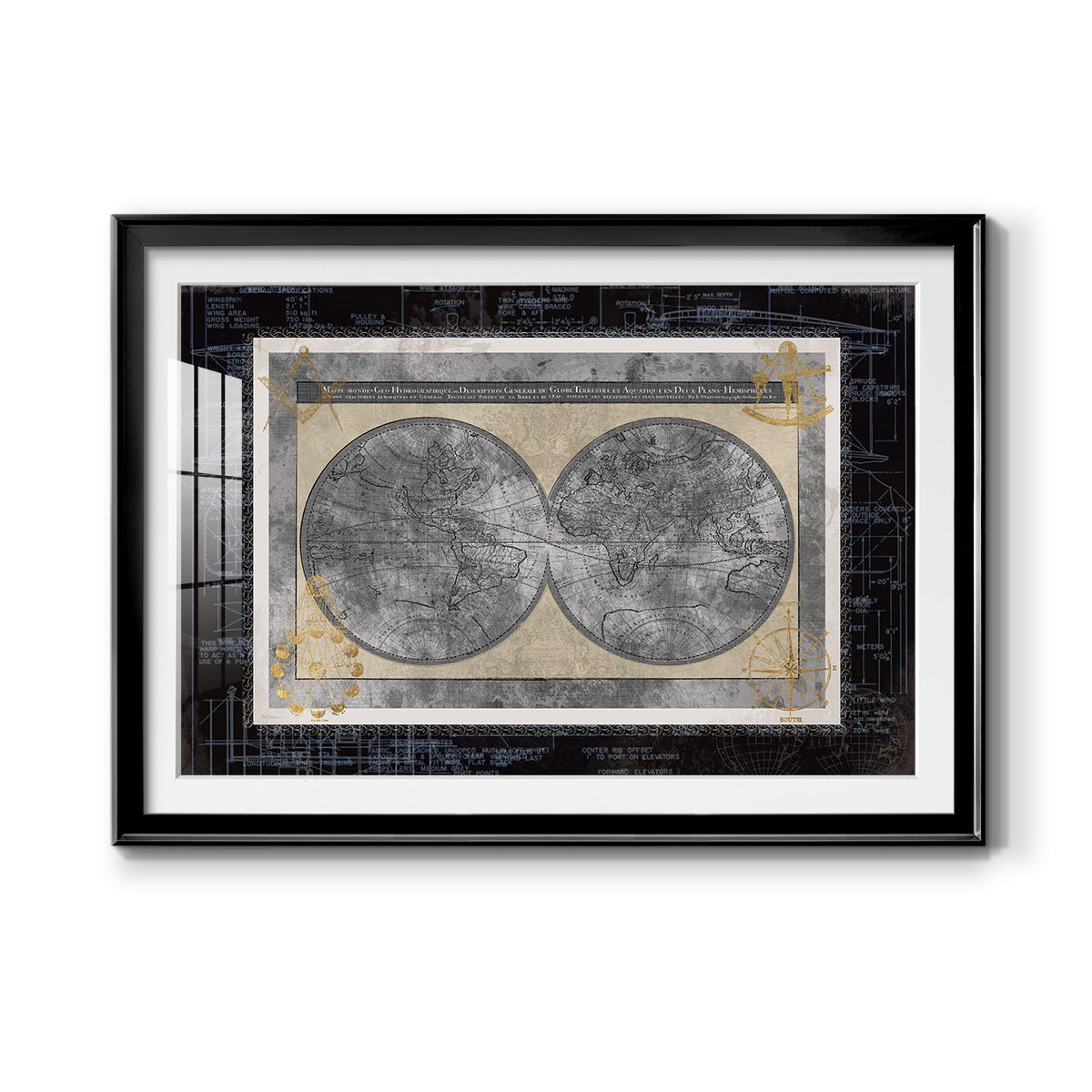 Night World Blueprint Premium Framed Print - Ready to Hang