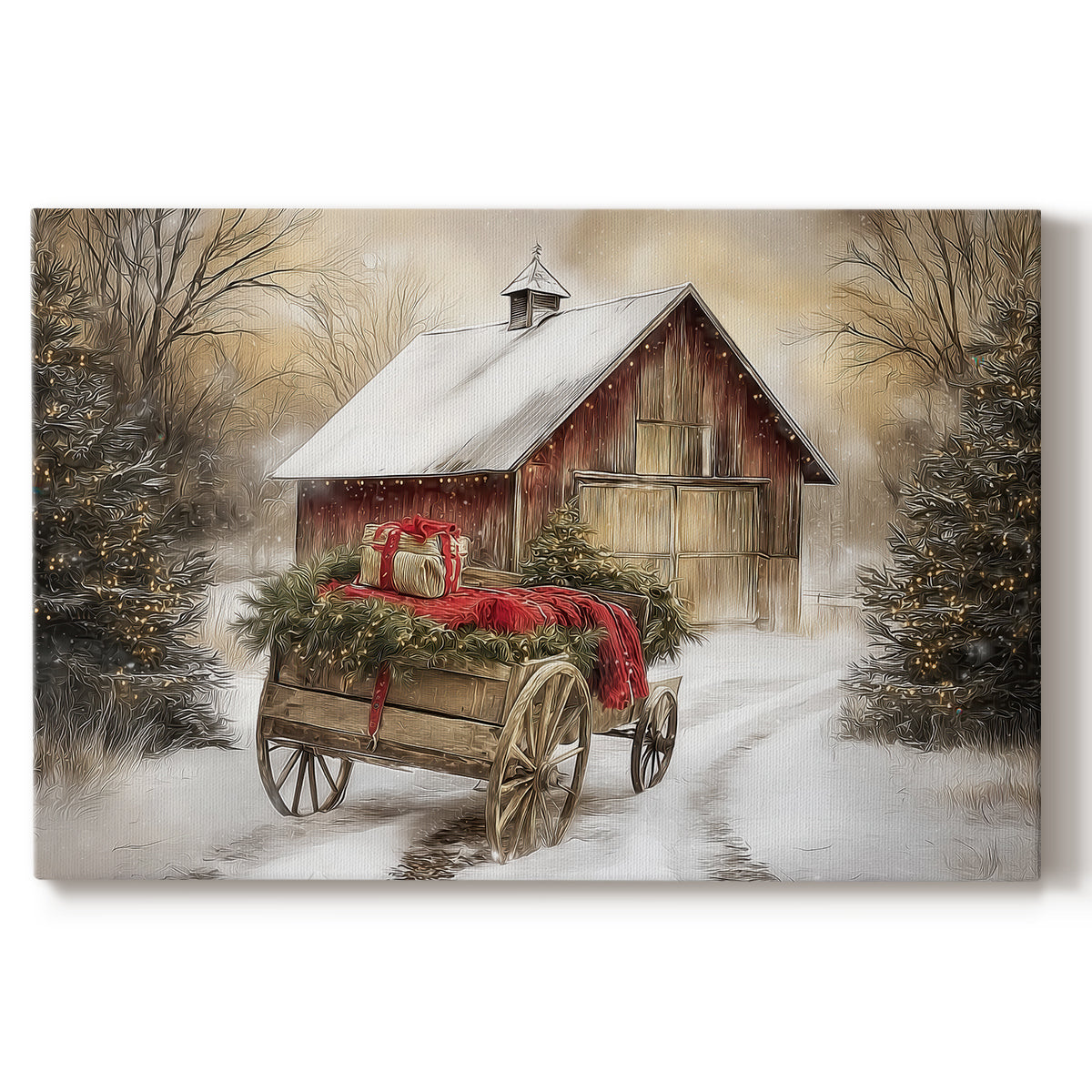 Warm Lantern Carols Lane - Canvas Art Print