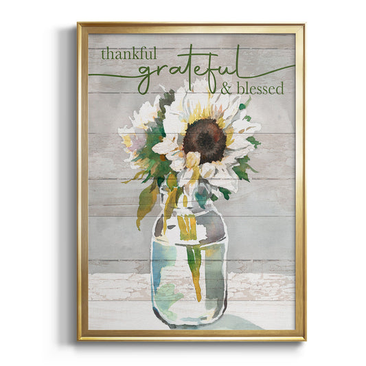 Thankful, Grateful, Blessed - Modern Framed Canvas Print