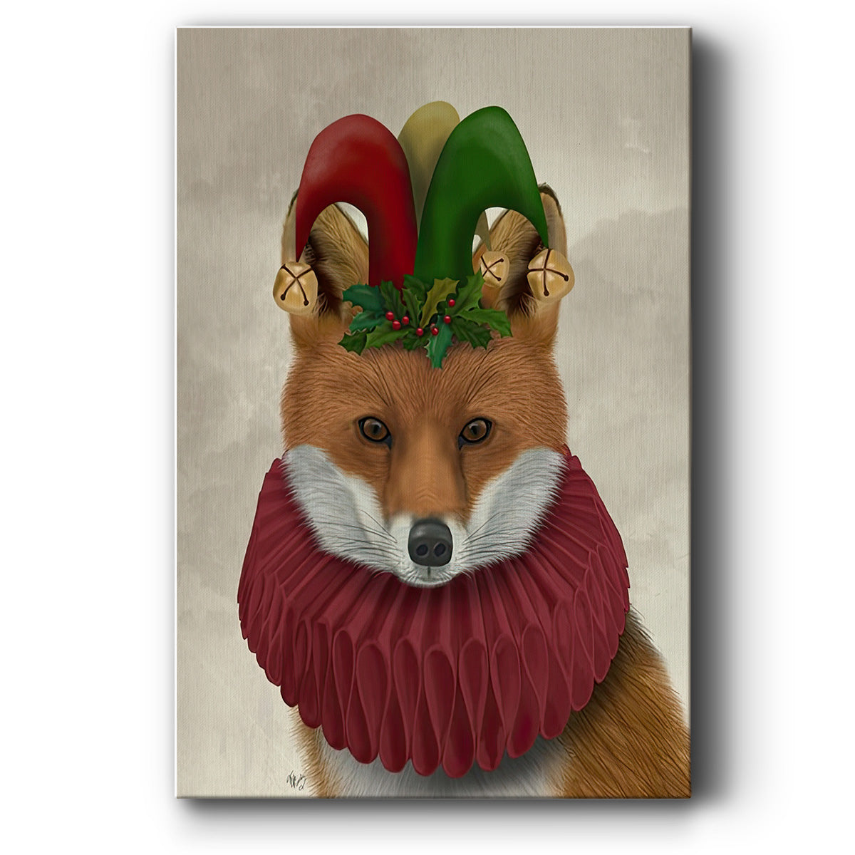 Christmas Foxy Christmas Fool - Gallery Wrapped Canvas