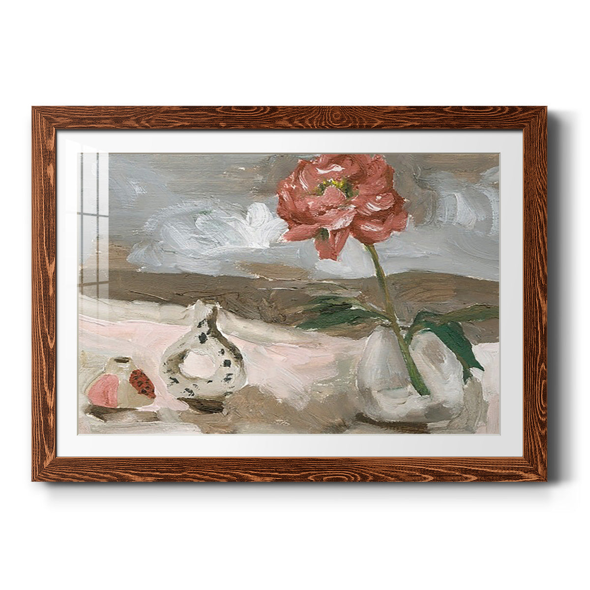 Vase of Pink Flowers IV - Barnwood Framed Art Print