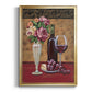 Vintage Flowers and Wine I - Modern Framed Canvas Print
