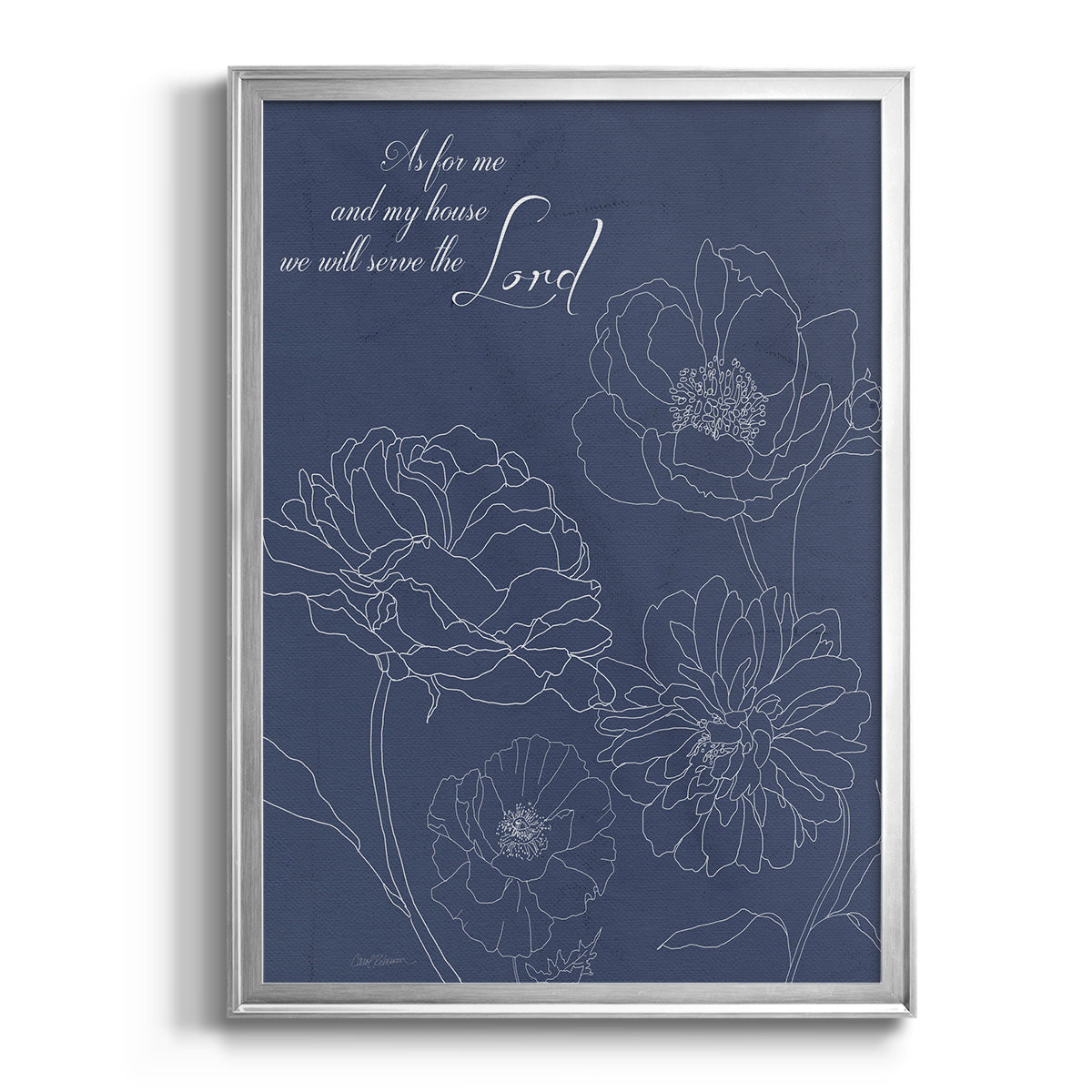 Serve the Lord Floral Sketch - Modern Framed Canvas Print