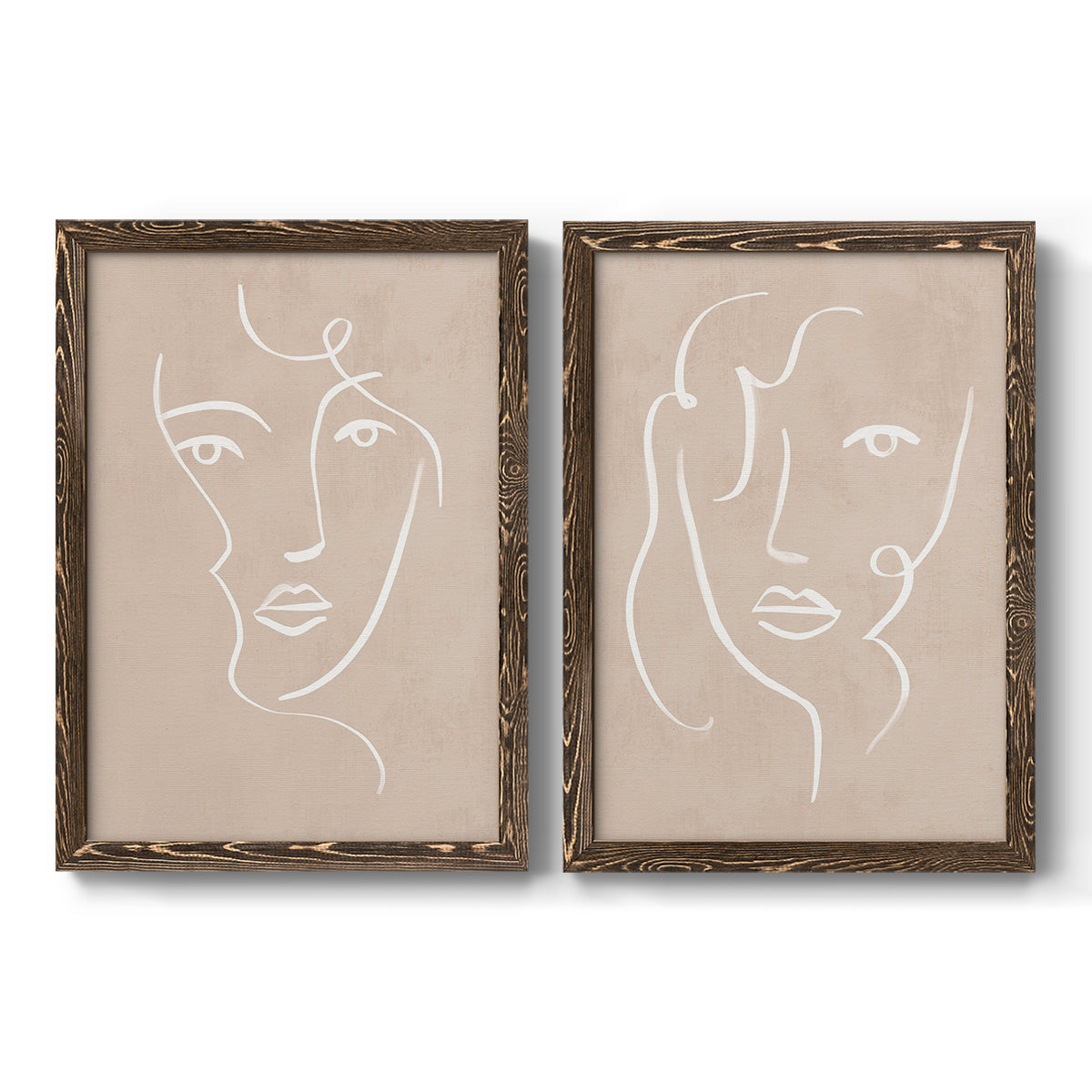 Curly Face I - Premium Framed Canvas 2 Piece Set - Ready to Hang