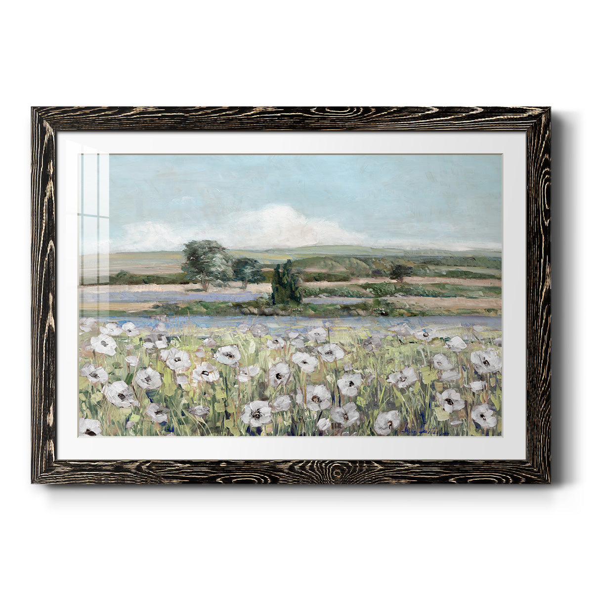Vintage Poppy Valley - Barnwood Framed Art Print