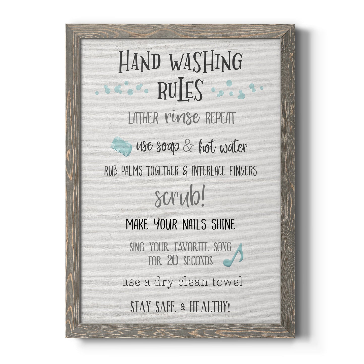 Stay Safe Rules - Barnwood Framed Canvas Print
