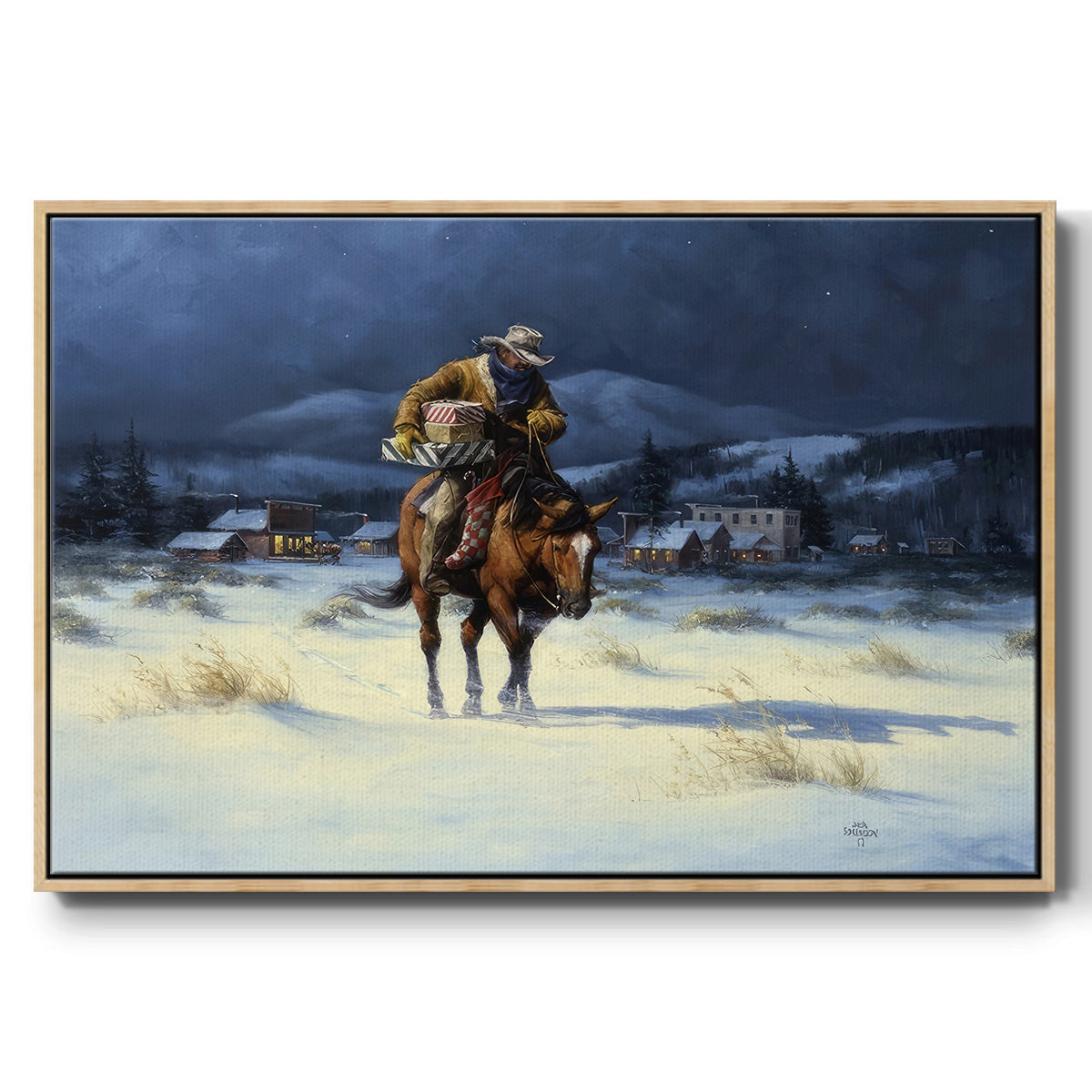 Bringing Christmas Home - Floater Framed Canvas Print