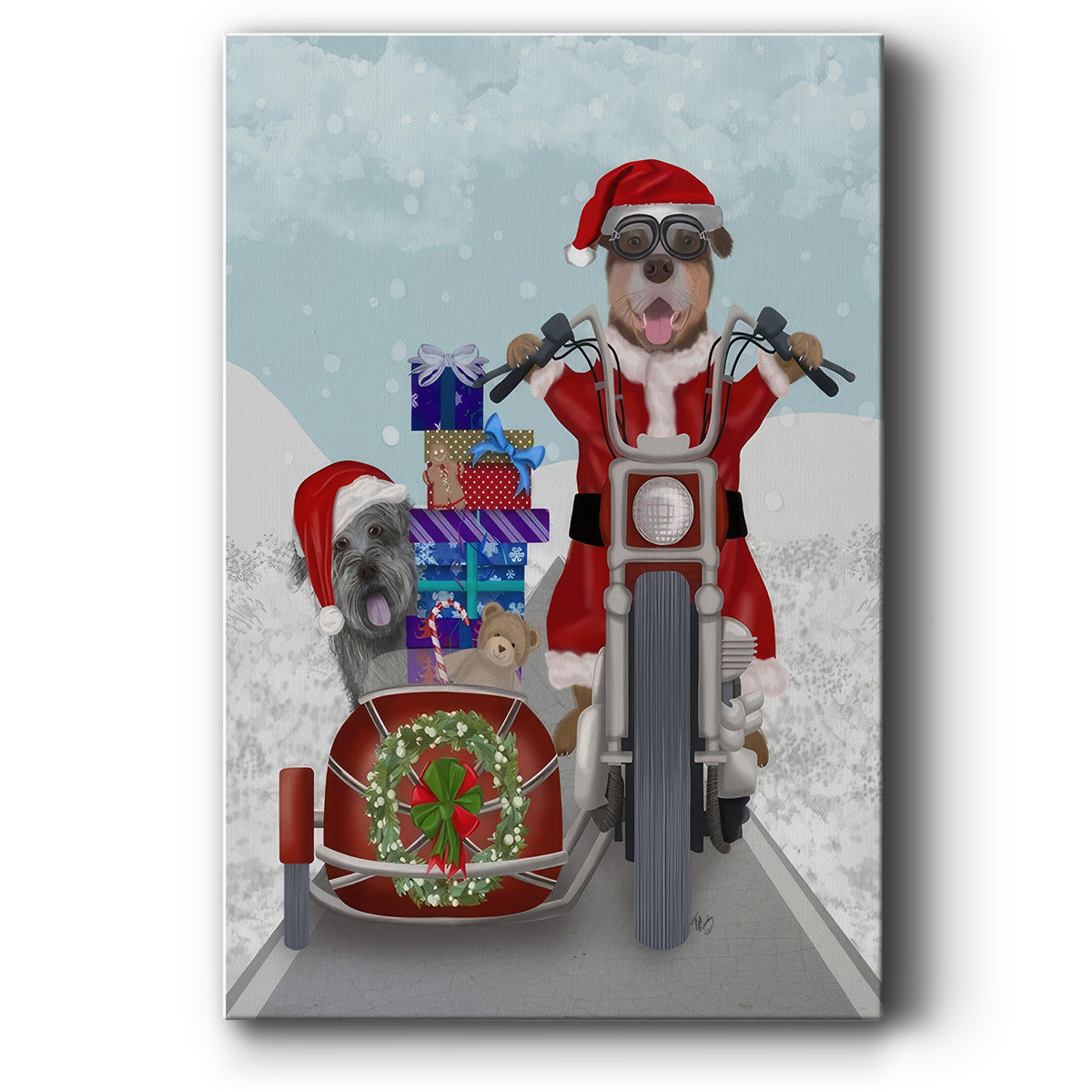 Christmas Mutts Christmas Chopper - Gallery Wrapped Canvas