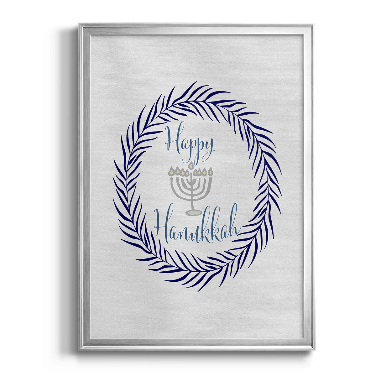 Hanukkah Wreath - Modern Framed Canvas Print