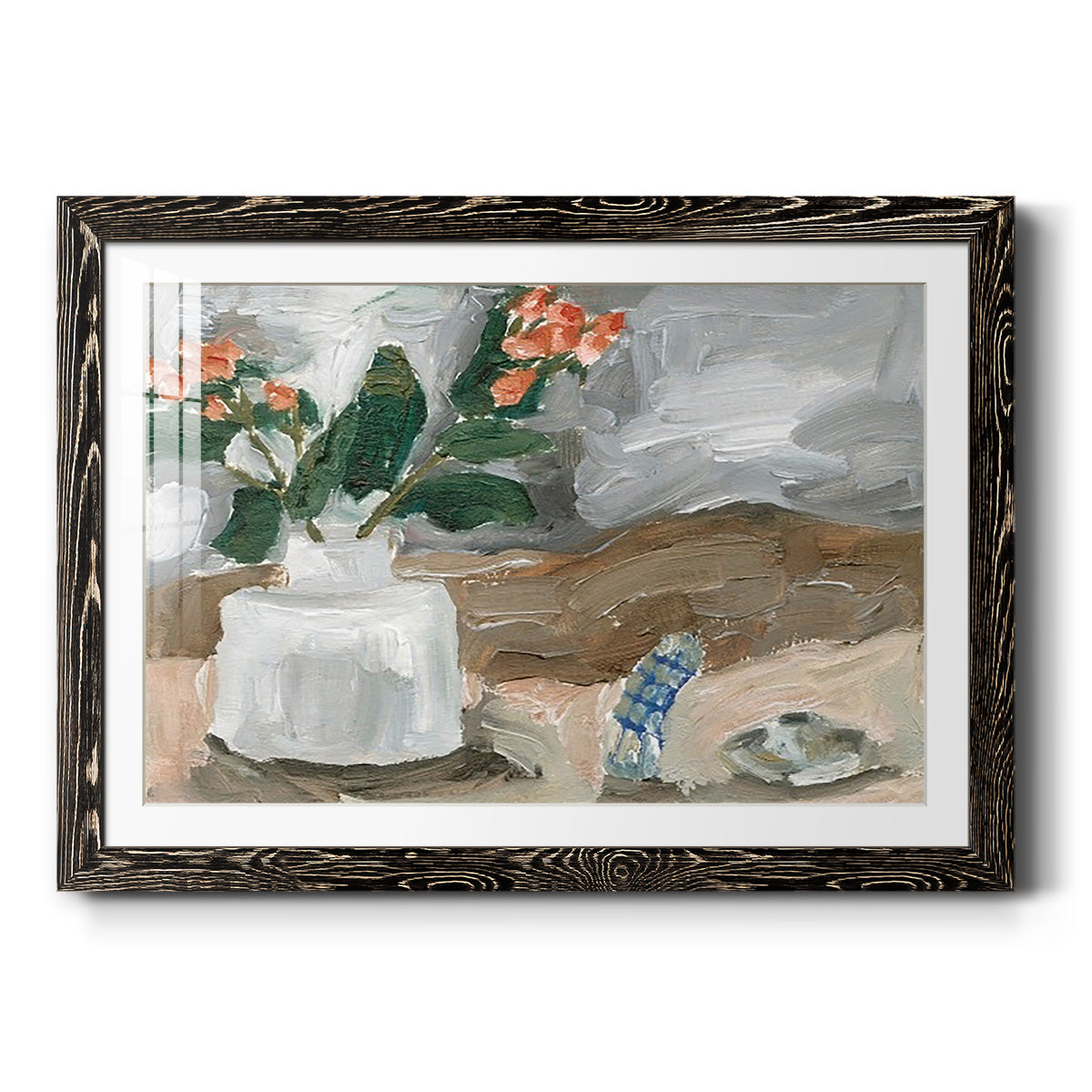 Vase of Pink Flowers III - Barnwood Framed Art Print