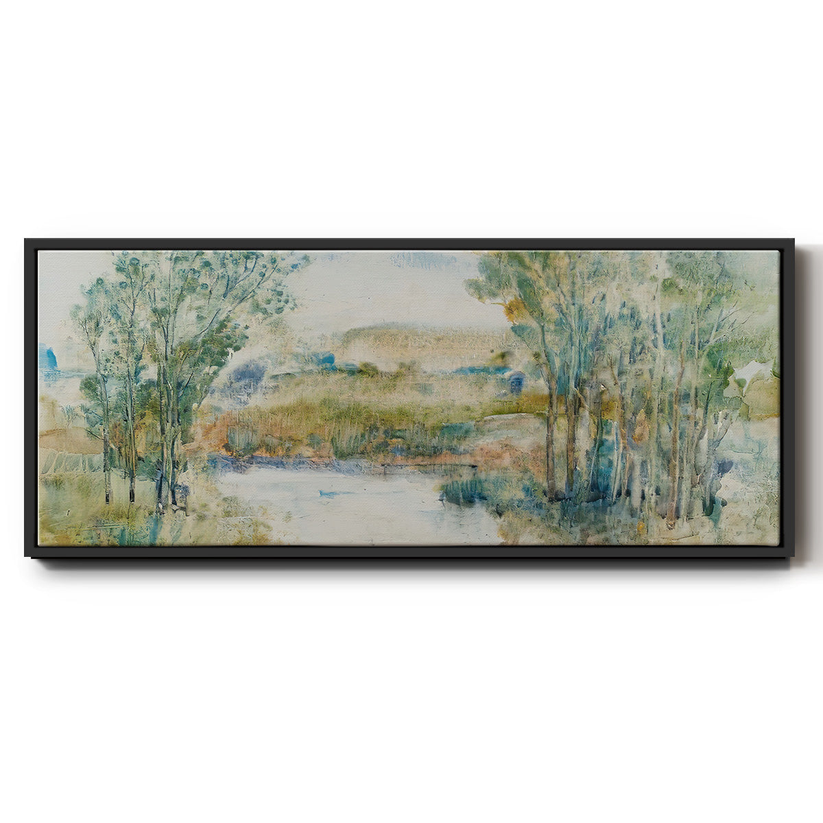 Trees on the Creek I - Floater Framed Canvas Print