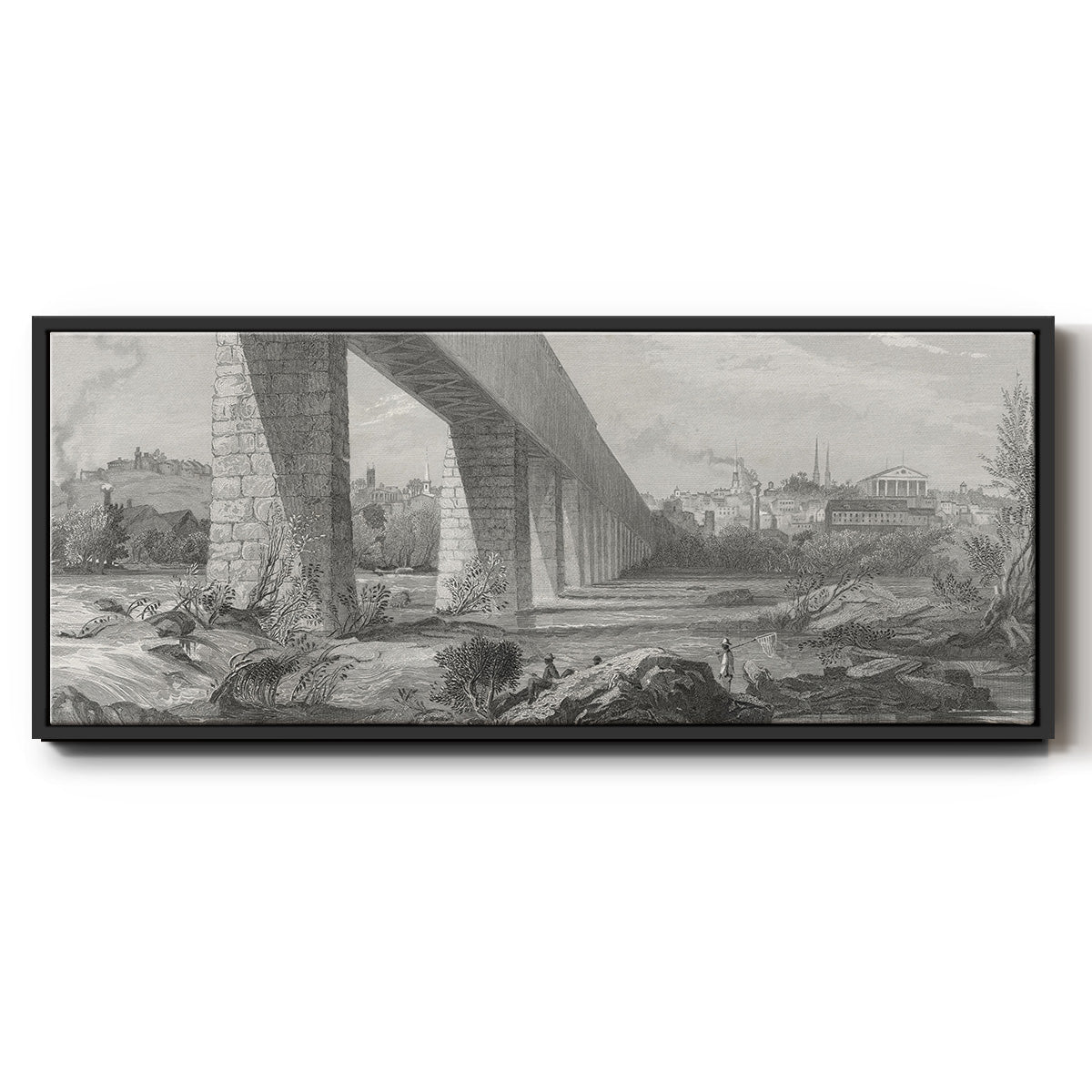 Richmond from the James - Floater Framed Canvas Print