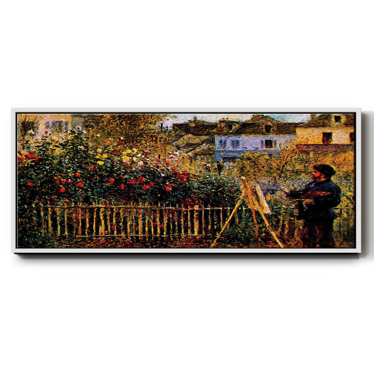 Monet Painting in His Garden in Argenteuil - Floater Framed Canvas Print