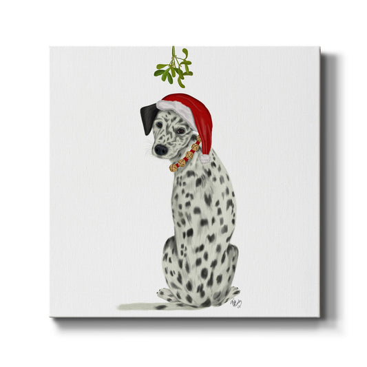 Christmas Des - Dalmatian Mistletoe-Premium Gallery Wrapped Canvas - Ready to Hang