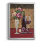 Vintage Flowers and Wine I - Modern Framed Canvas Print