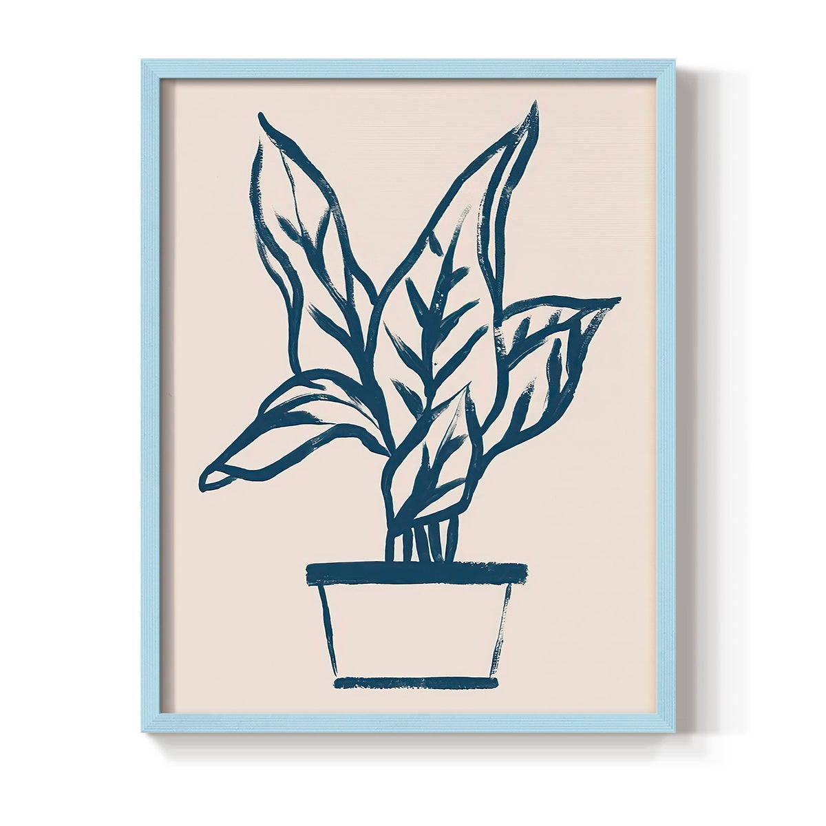 Navy Plant Sketches II - Restickable Framed Art Print
