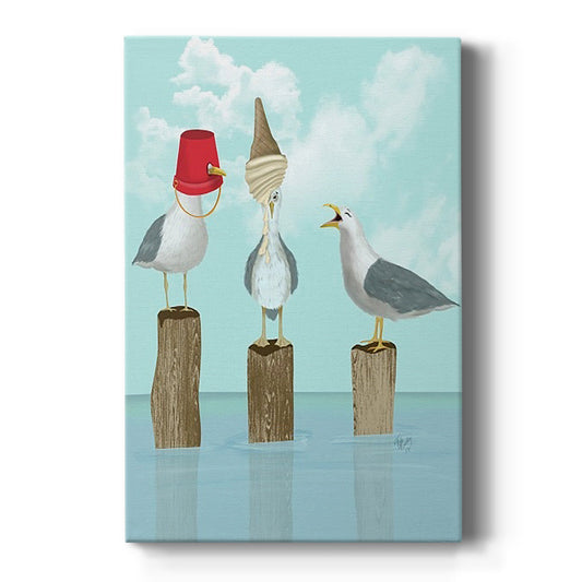 Silly Seagulls Premium Gallery Wrapped Canvas - Ready to Hang