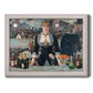 Iconic impressionist café bar scene by Édouard Manet printed on canvas in an ornate weathered white frame.