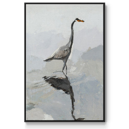 Heron - Framed Premium Gallery Wrapped Canvas L Frame - Ready to Hang